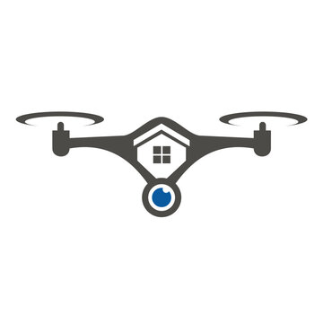 Logo combination, Drone camera with house logo vector for technology real estate.