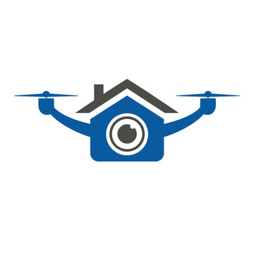 Logo combination, Drone camera with house logo vector for technology real estate.