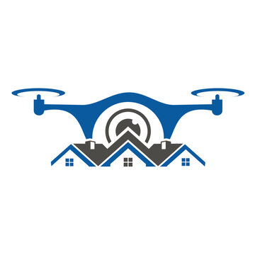 Logo combination, Drone camera with house logo vector for technology real estate.