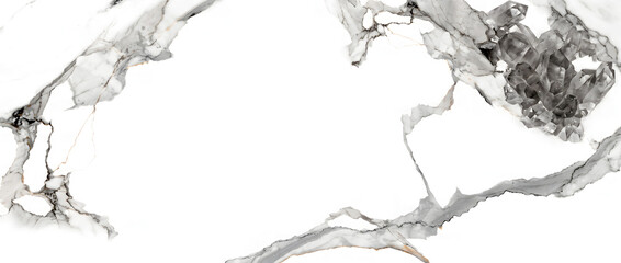 White marble texture with crystalline geode formation and dark grey vein network forming a striking luxury natural stone background © UmmeFarhatunnesa