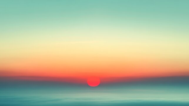 Minimalist vibrant sunset over soft cloud horizon gradient background wallpaper high resolution serene atmosphere art