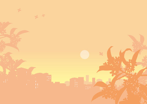 9月の夕景のイラスト