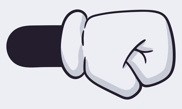 Comic book character hand. Retro comic book gloved body part, cartoon mascot hand in glove flat vector illustration. Comic hand gesture