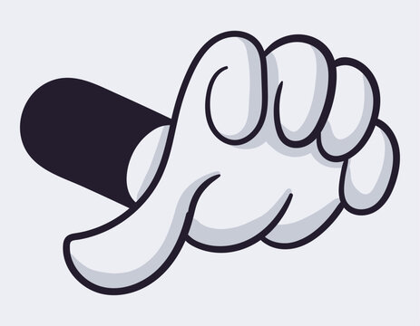 Comic gloved hand. Retro comic book character body part, cartoon mascot hand in glove flat vector illustration. Comic hand gesture
