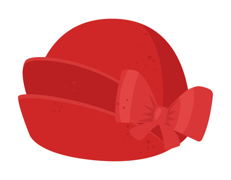 Cartoon retro female hat. Vintage elegant ladies hat, textile fashion accessory flat vector illustration. Retro headwear isolated on white