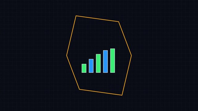 Abstract futuristic HUD element featuring animated equalizer bars and geometric frame