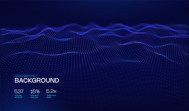 Abstract future ai background with blue big data and digital dots for tech and technology science presentation. Line cyber business network 3d backdrop. Connection graphic design.