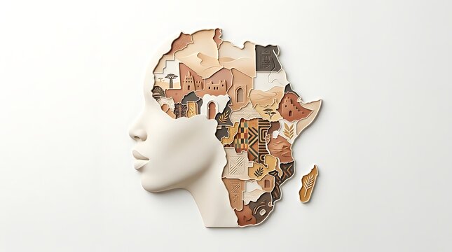 African continent shaped as human face