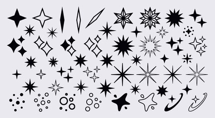 Magic sparkles and starbursts mega pack retro geometric glints diamond flares and planetary rings © Hafsa
