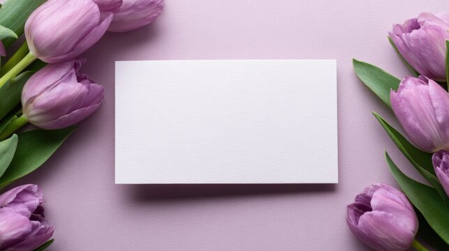 Photo frame mockup with a blank white canvas flowers and tuli, presented with clean studio lighting and clear detail. Controlled contrast suits packaging concepts and editorial design.