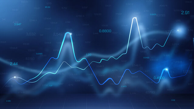 Stock exchange trading graph showing fluctuations in market values over time