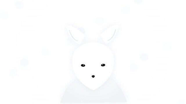 Cute minimalist fennec fox sitting on sand dunes in the desert landscape illustration under bright sunlight