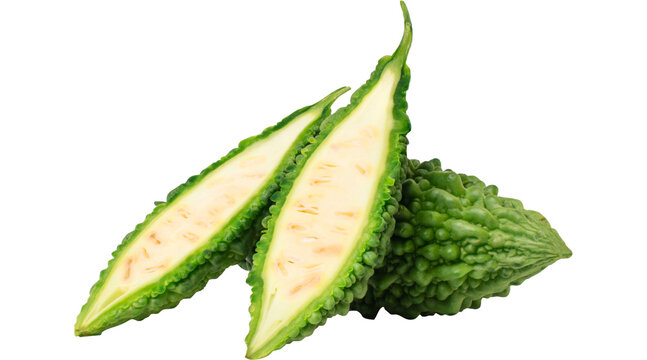 sliced bitter gourd, bitter melon half, cut karela, green bitter gourd, gourd PNG, cut vegetable, PNG