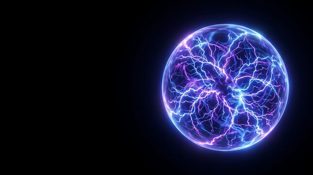 Electric plasma sphere with lightning bolts