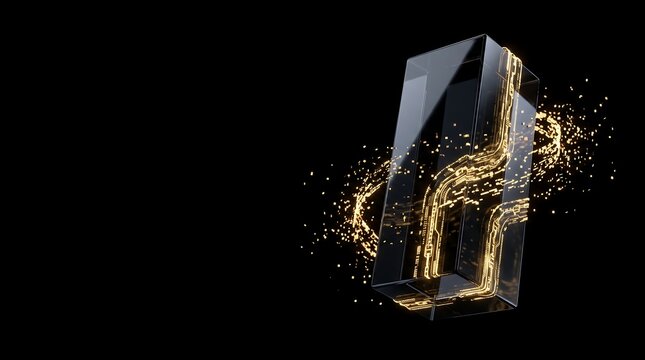 Black monolith wrapped in golden chains