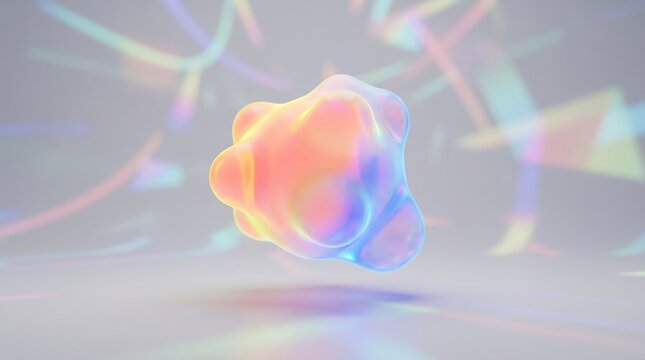 Organic Floating Liquid Metaball Sculpture in Neon Fluorescent G