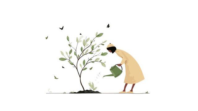 girl in the garden motion video, garden video, flat design nature, nature garden video, display nature