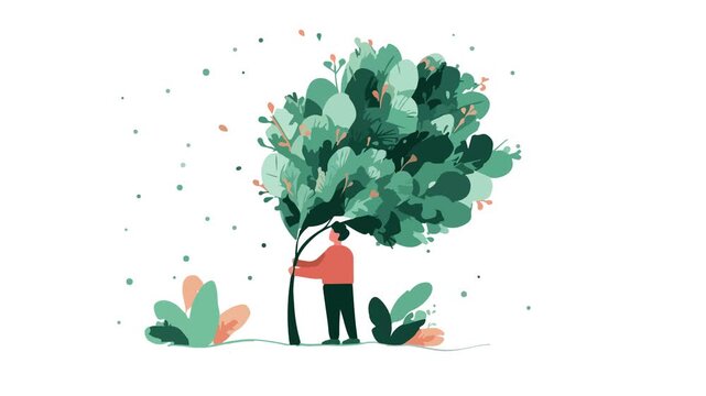vector illustration of a flower, character nature, flat design character, tree video, motion video nature, animation tree, natural video, save earth, world day