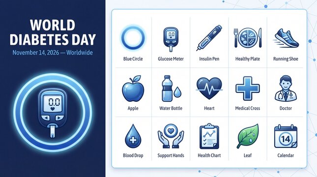 World diabetes day infographic vector icons set