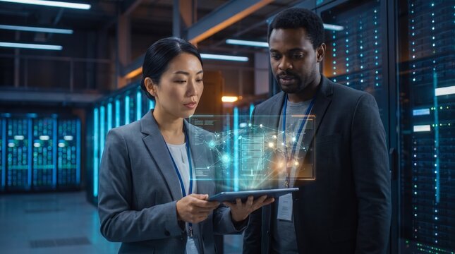 Technology specialists analyzing datacenter systems