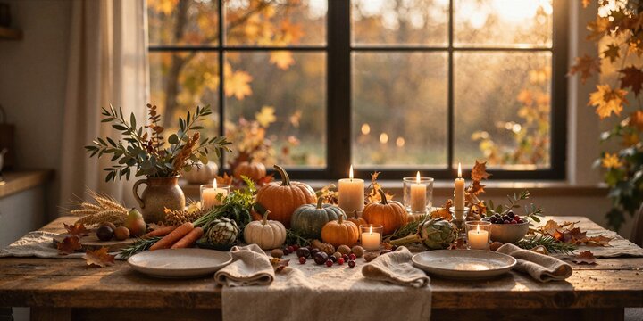 Rustic Thanksgiving Table for Thanksgiving Gratitude Autumn Decor Photography