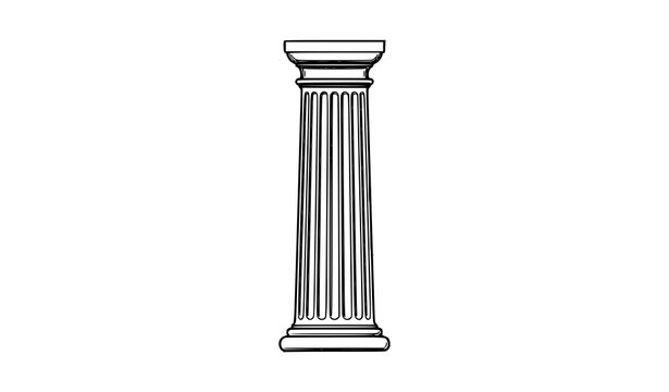 Classical Greek Doric pillar architectural vector illustration isolated on white