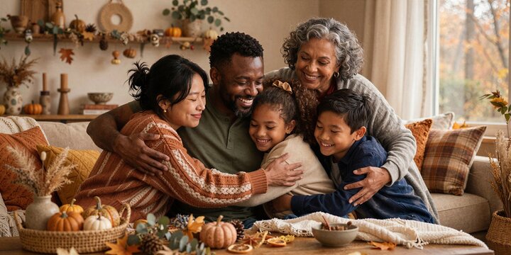 Thanksgiving Family Hug for Thanksgiving Gratitude Lifestyle Photography