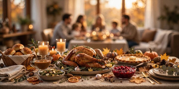 Thanksgiving Table Bokeh for Thanksgiving Gratitude Autumn Decor Photography