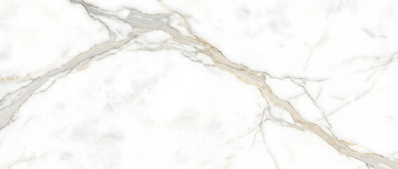 White marble texture with a bold diagonal grey river vein and warm gold accents forming a striking luxury natural stone background © UmmeFarhatunnesa