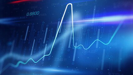 Fototapeta premium Stock exchange trading chart shows data trends over time with clear lines and indicators