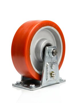 Heavy duty orange polyurethane caster wheel for industrial equipment