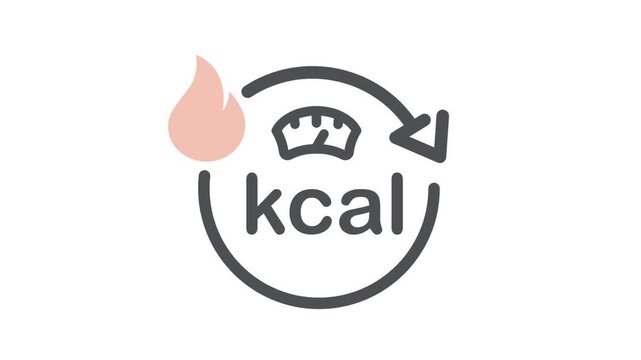 Kcal symbol, logo for fat burning design, food product. Symbol with measuring, icon