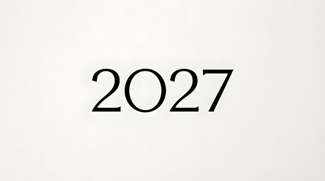 Black serif font digits two zero two seven on plain white background suitable for calendars, posters, brochures, and websites design elements.