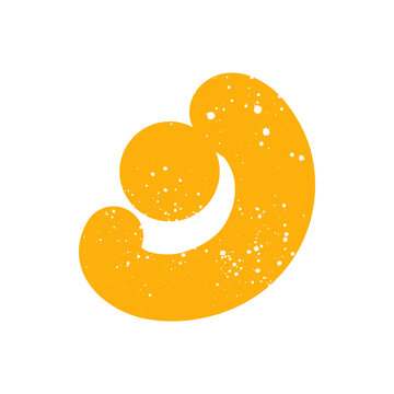 Hand drawn doodle childish abstract scribble yellow single shape. Simple textured noise effect isolated white background item