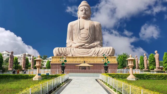 Bodh Gaya, India, Great Buddha Statue, Mahabodhi Temple, Bihar, Buddha statue, Buddhism, Buddhist monument, Buddhist temple, religion, spirituality, sacred site, pilgrimage, pilgrimage destination, la