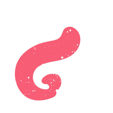 Hand drawn doodle childish abstract scribble pink curved shape. Simple textured noise effect isolated white background item