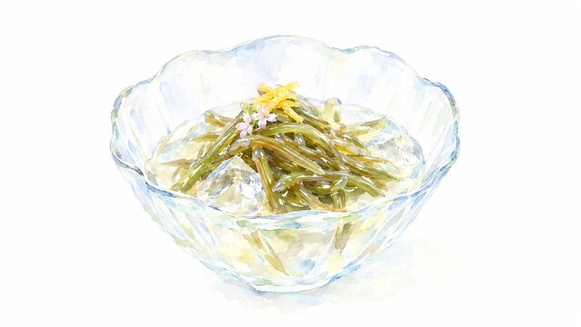 透明な器に盛られたヘルシーな海藻の酢の物