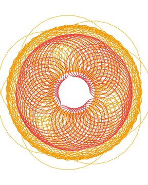 pattern guilloche square Abstract circular spirograph pattern vibrant orange red lines intricate geometric design