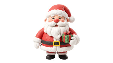 Fototapeta premium Cute 3D Santa Claus Holding a Wrapped Christmas Gift on Transparant Background