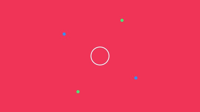 Minimalist geometric animation with rotating colorful dots around center circle