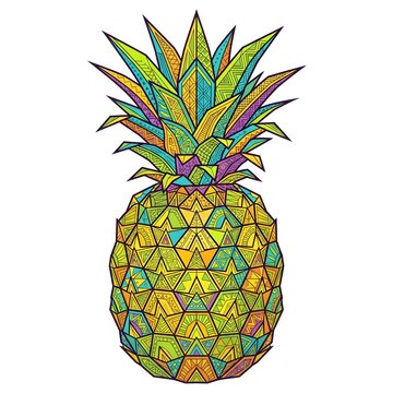 Colorful geometric pineapple illustration for design and branding projects
