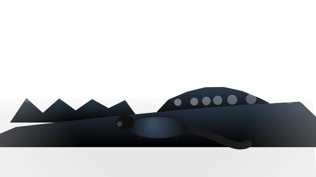 Futuristic Flying Saucer with Sleek Design and Observation Dome Hovering Over a White Surface