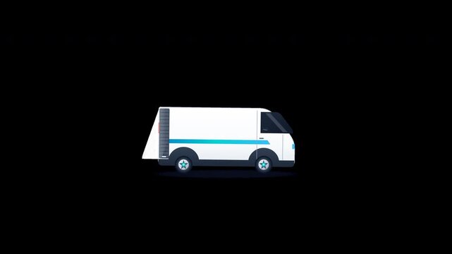 4K White Delivery Van on Transparent Background
