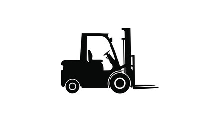Forklift Silhouette On White Background Industrial Machinery Outline © Tamim