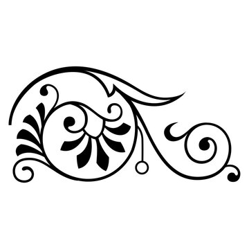 Elegant black vintage corner ornament calligraphic vector design element isolated transparent PNG_3