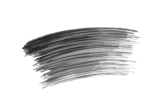 Curved charcoal brush stroke with fine parallel lines