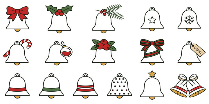 A delightful collection of festive christmas bells adorned with ribbons wreaths and holly evoking the spirit of the season