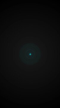 Expanding Ripple Rings from Glowing Cyan Dot, Sonar Pulse Signal Animation on Dark Background
