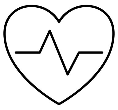 Heart outline icon with heartbeat line representing cardiac health