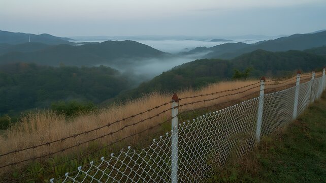 Empty Korean Demilitarized Zone (DMZ), North Korea and South Korea